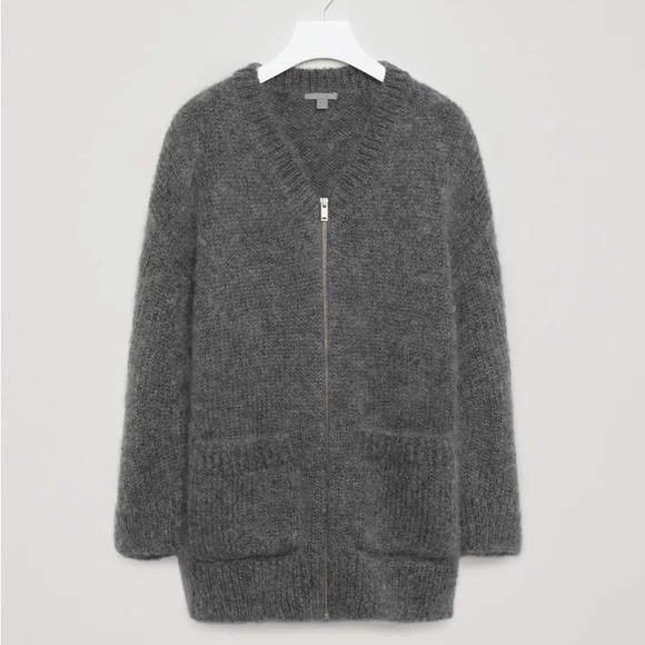 COS Oversized Gray Mohair Sweater Cardigan - Picture 3 of 10